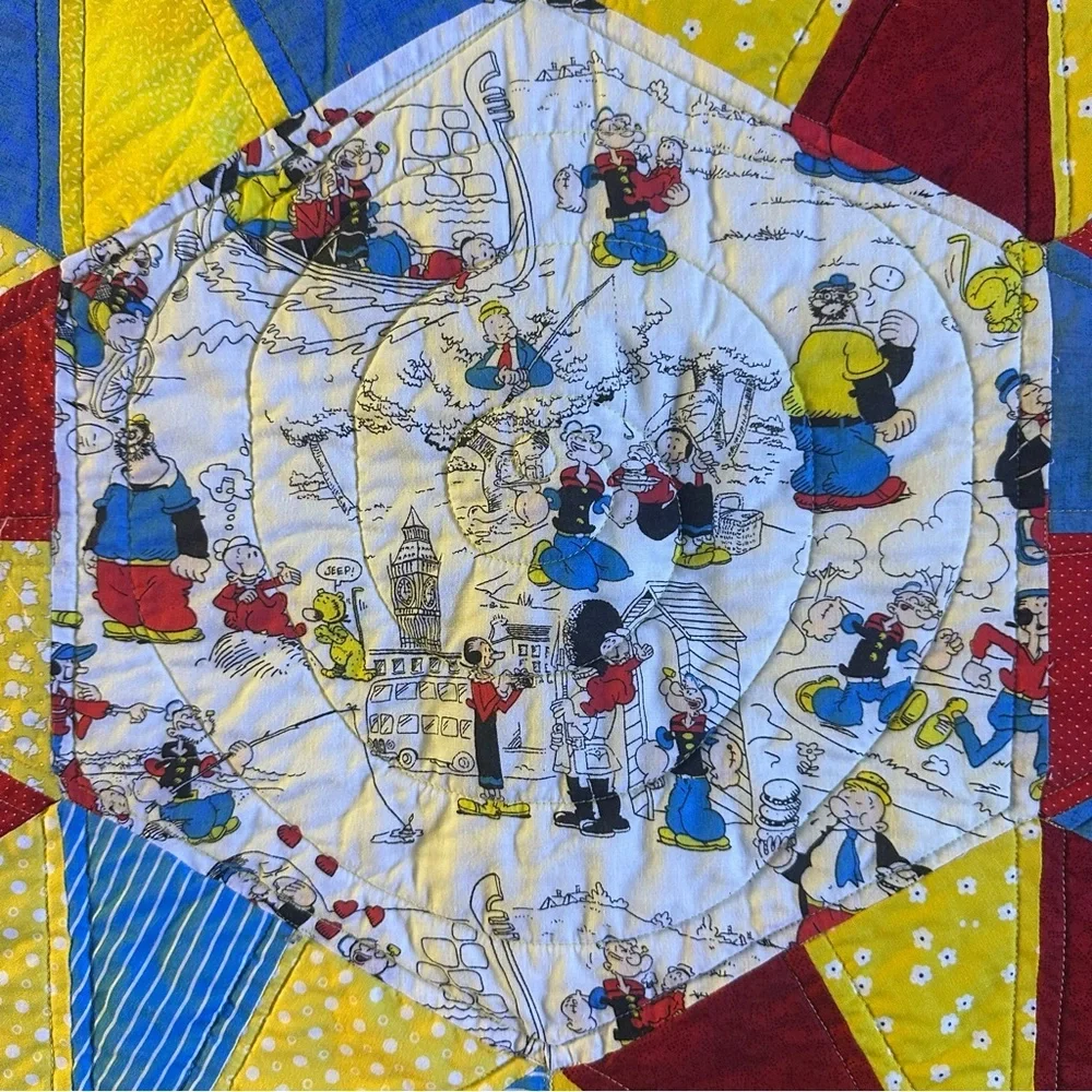 Popeye Colorful Geometric Pattern Quilt size 40” x 46”
